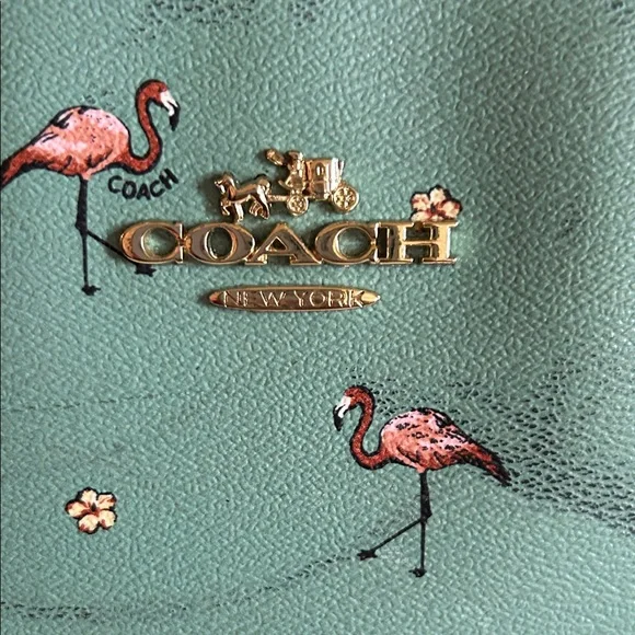 Teal Flamingo Print Tote - Picture 5 of 17